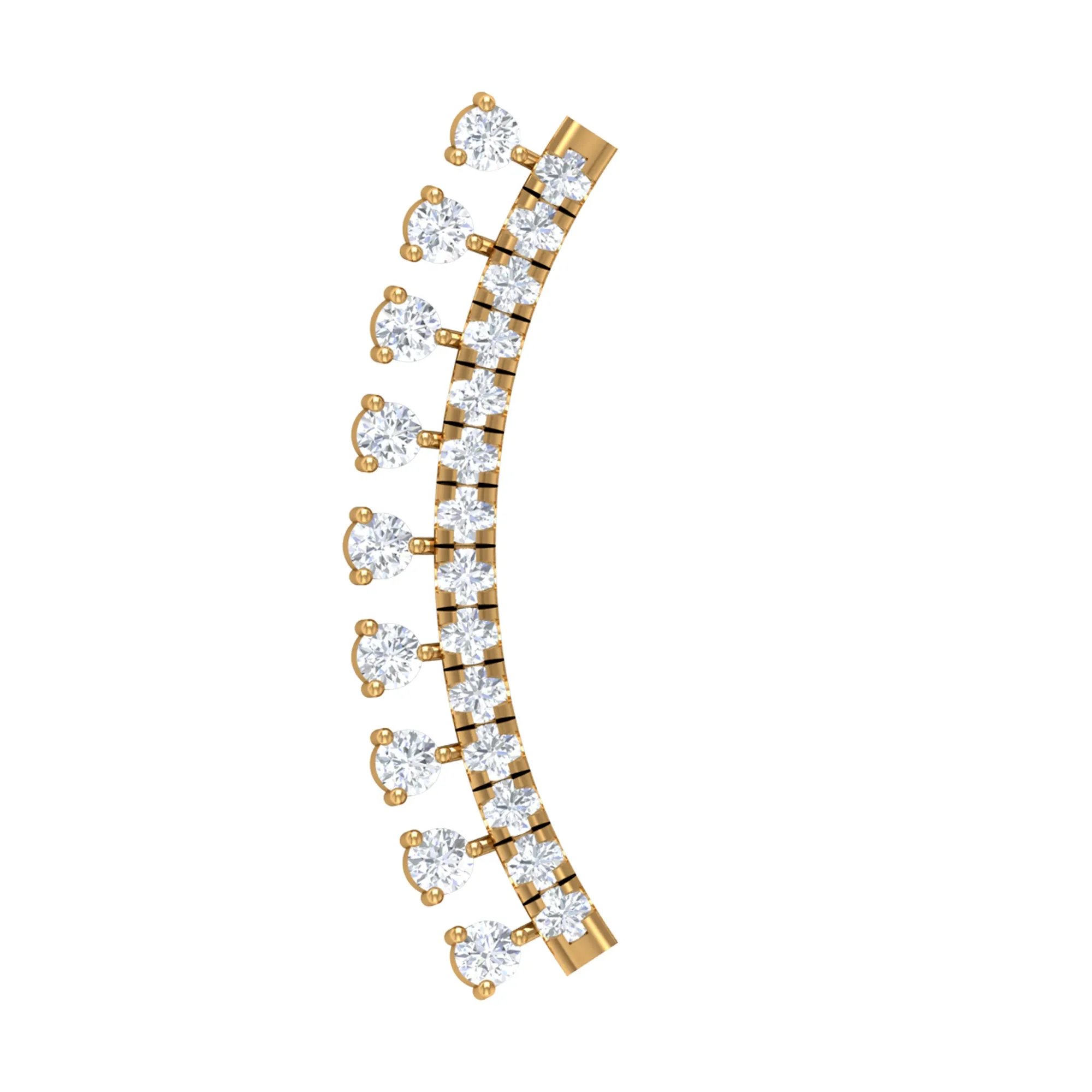 Unique Certified Moissanite Curved Crawler Earring