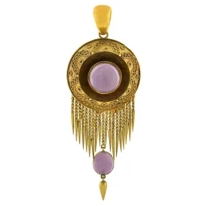 Victorian 15kt & Amethyst Etruscan Foxtail Pendant/Locket