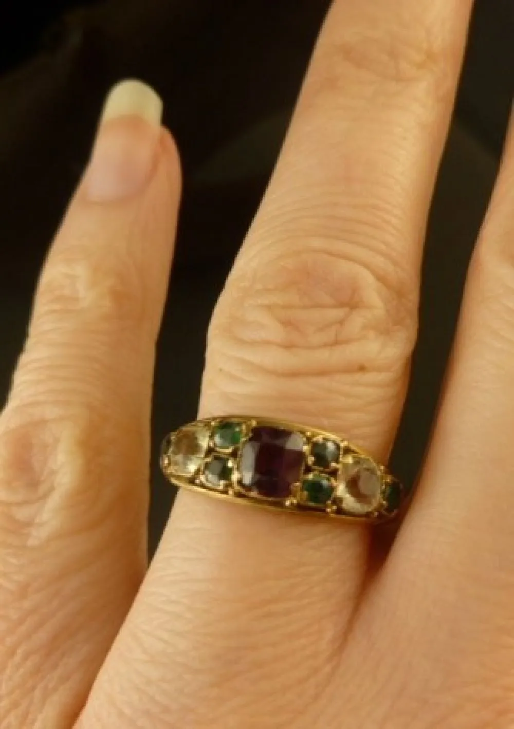 Victorian Almandine Garnet Green Garnet And Paste 15Ct Ring