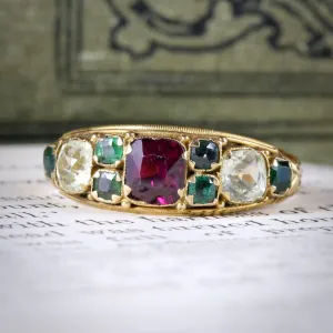 Victorian Almandine Garnet Green Garnet And Paste 15Ct Ring