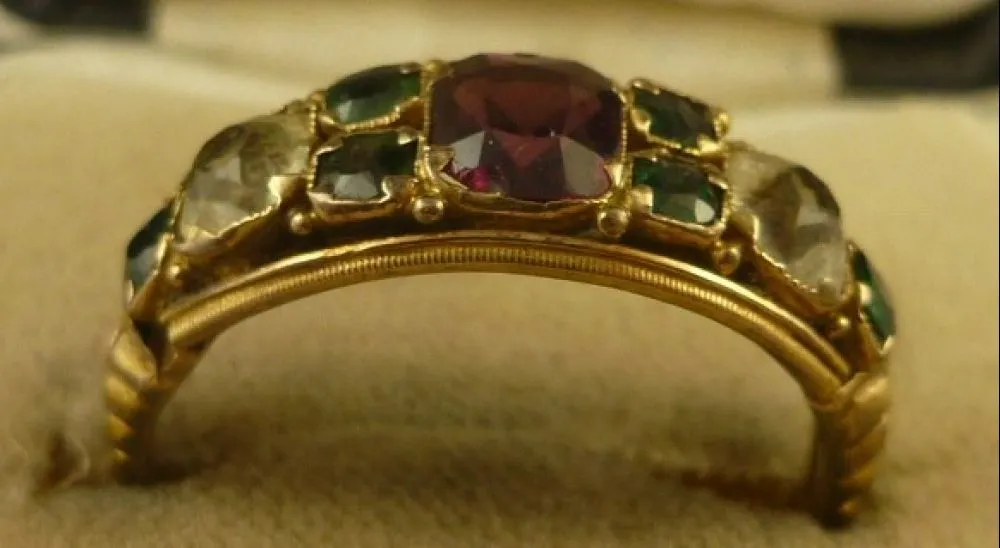 Victorian Almandine Garnet Green Garnet And Paste 15Ct Ring
