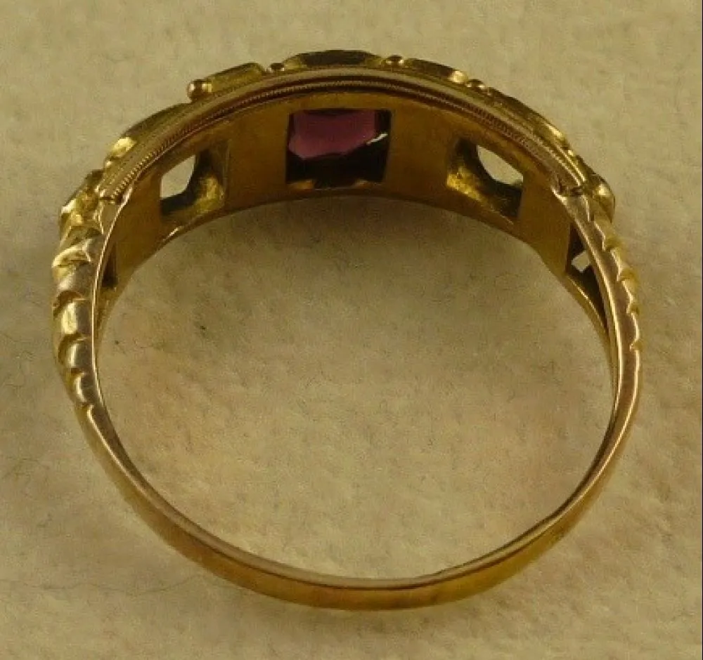 Victorian Almandine Garnet Green Garnet And Paste 15Ct Ring