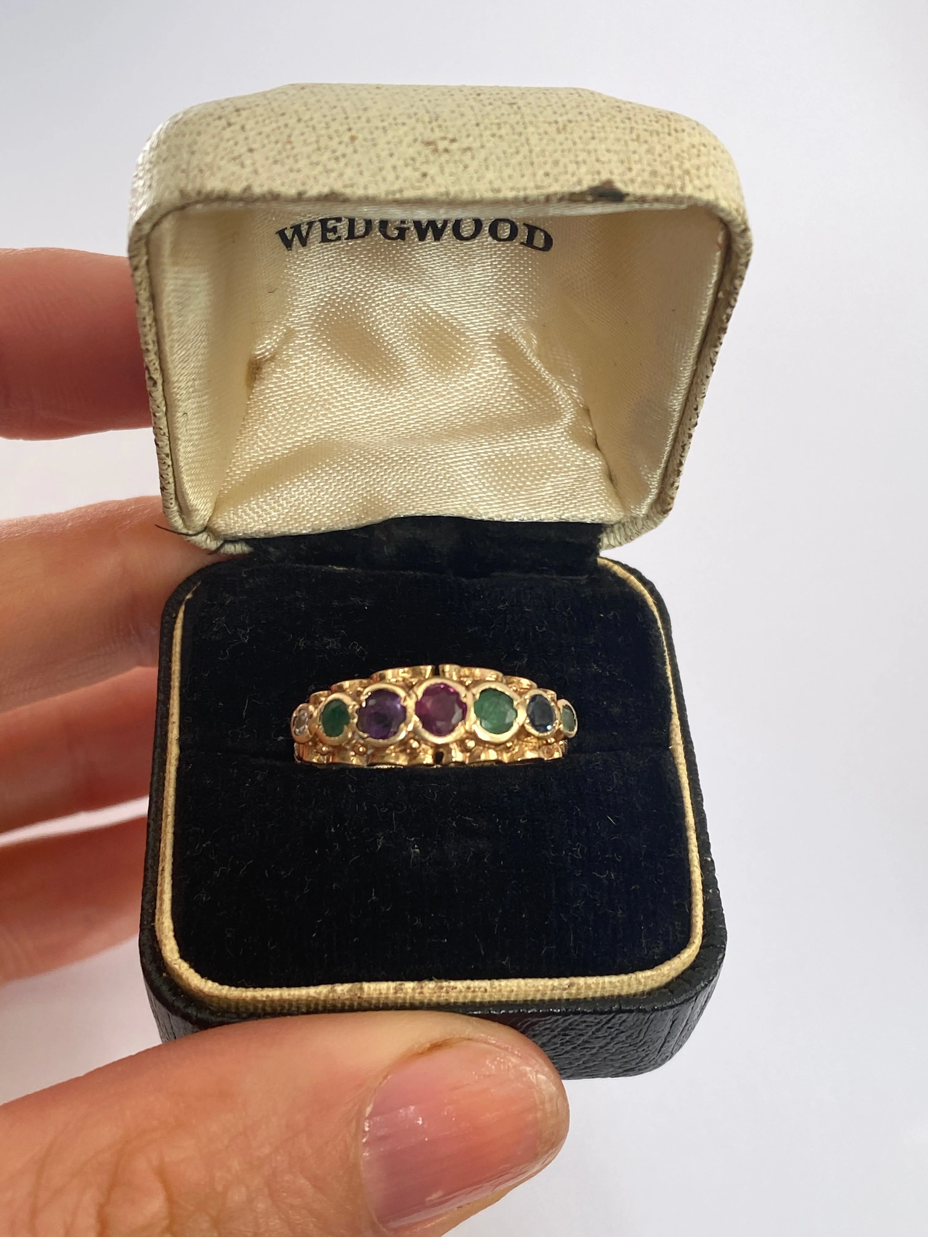 Vintage, 9ct Gold, Dearest, Acrostic Multi Gemstone Ring, Hallmarked London 1973