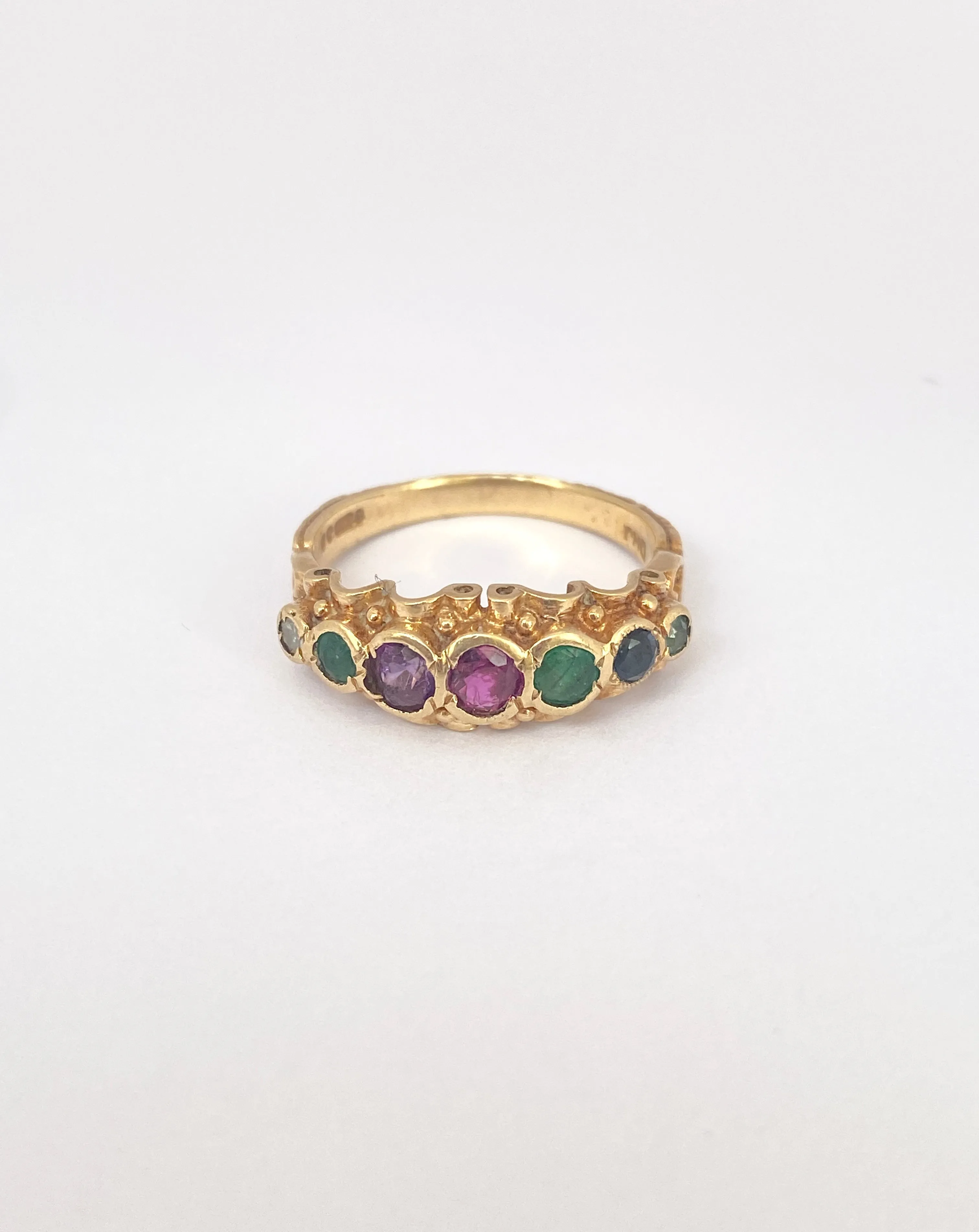 Vintage, 9ct Gold, Dearest, Acrostic Multi Gemstone Ring, Hallmarked London 1973