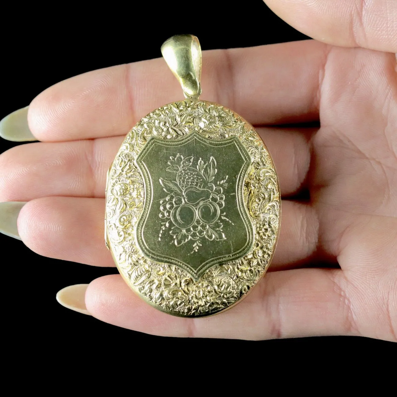 Vintage Fruit Locket Sterling Silver 18ct Gold