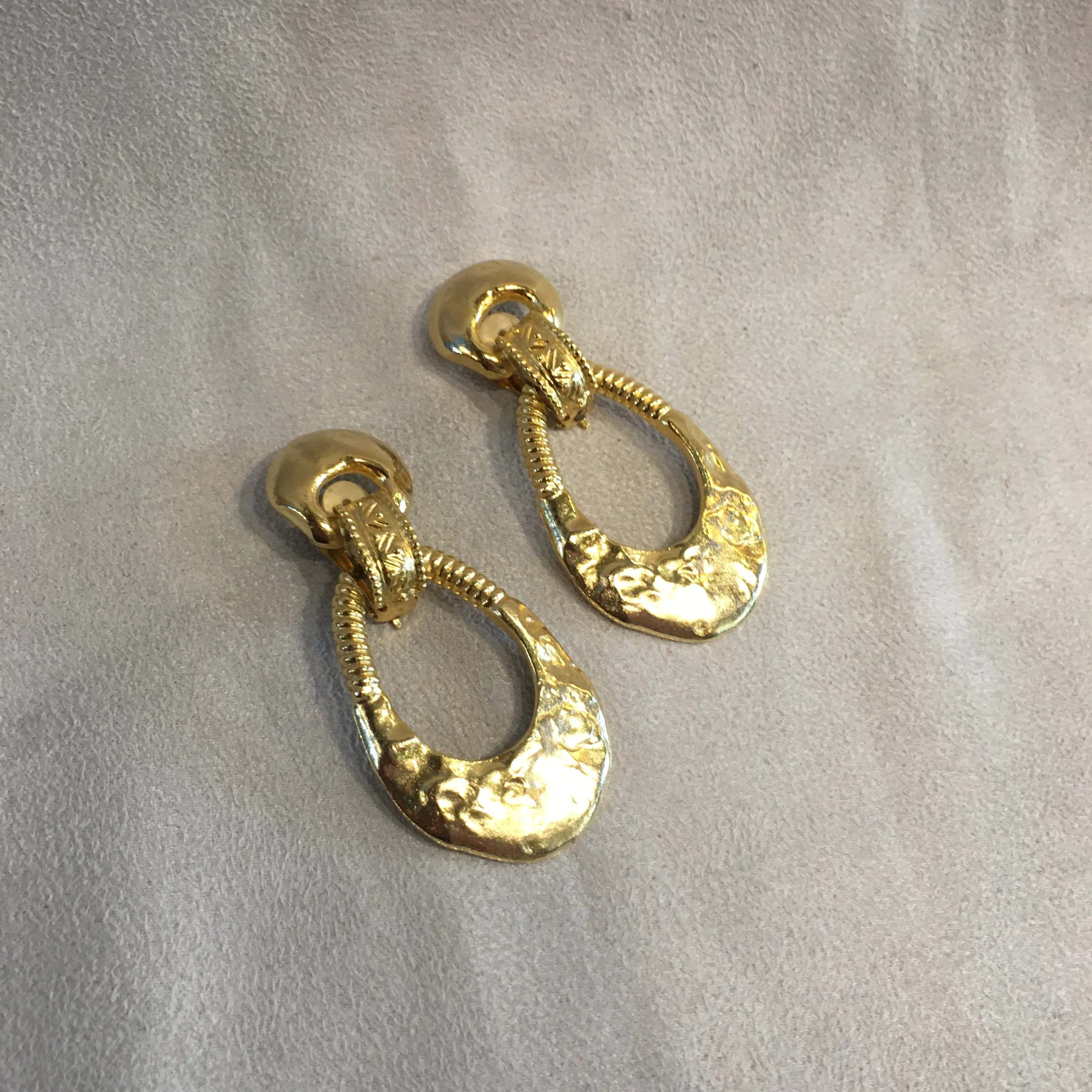 Vintage Gold Door Knocker Clip On Earrings