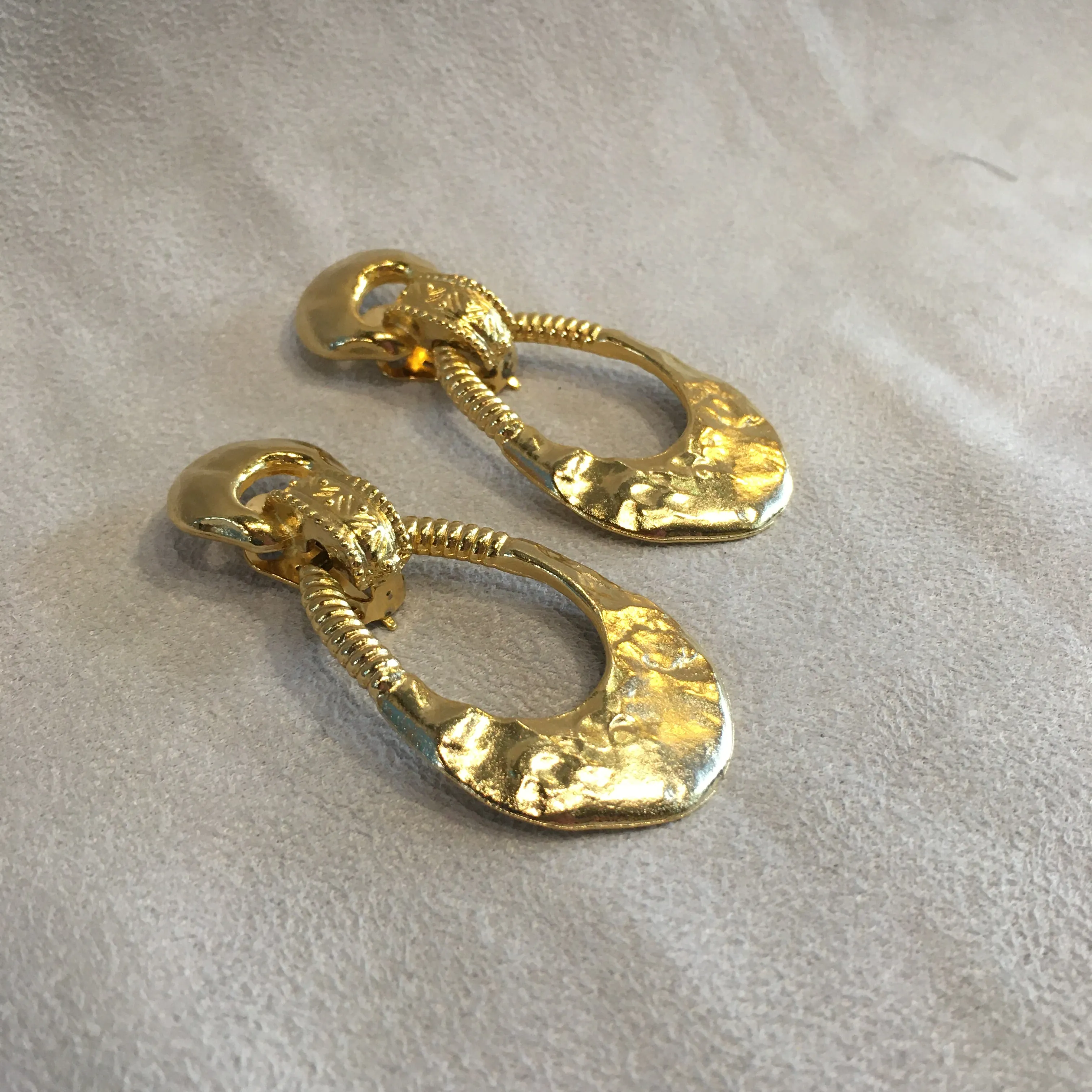 Vintage Gold Door Knocker Clip On Earrings