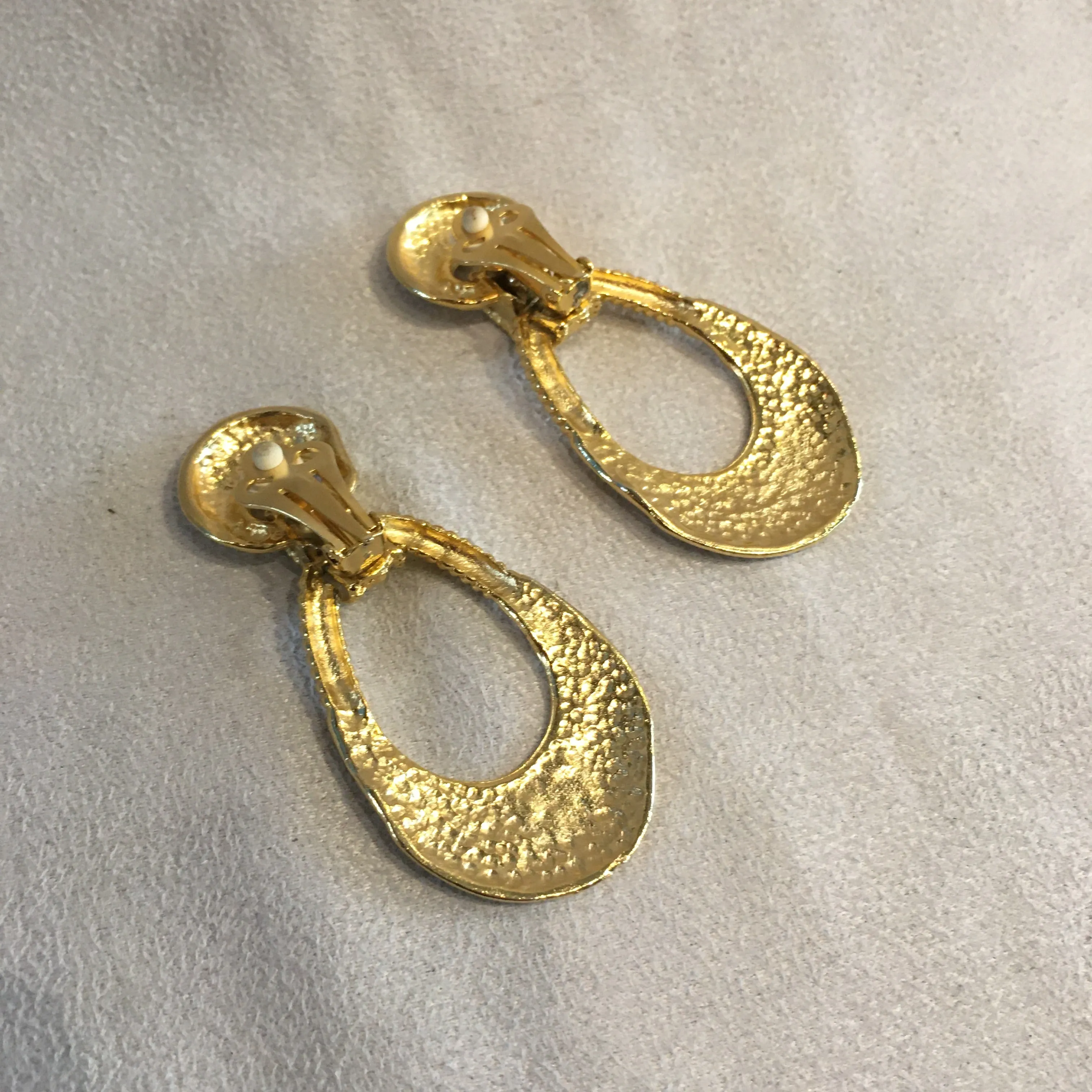 Vintage Gold Door Knocker Clip On Earrings