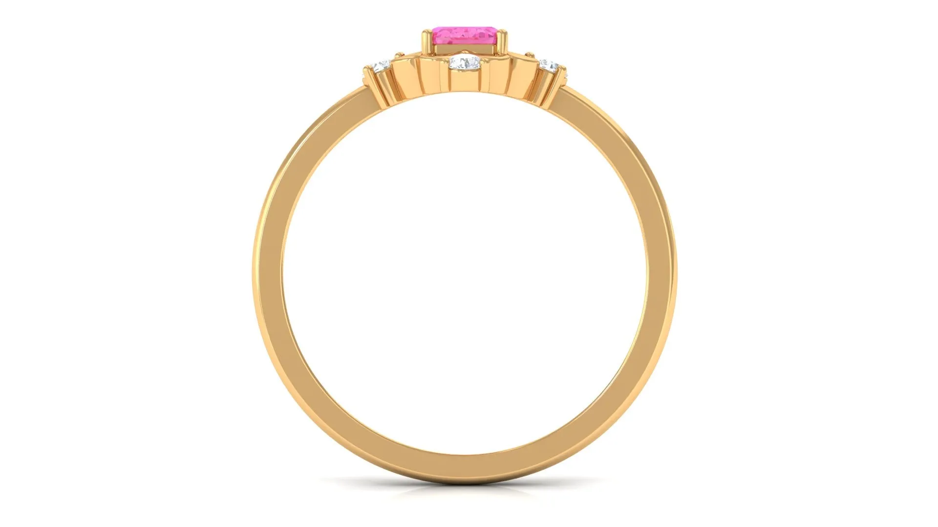 Vintage Inspired Pink Sapphire Solitaire Ring with Moissanite