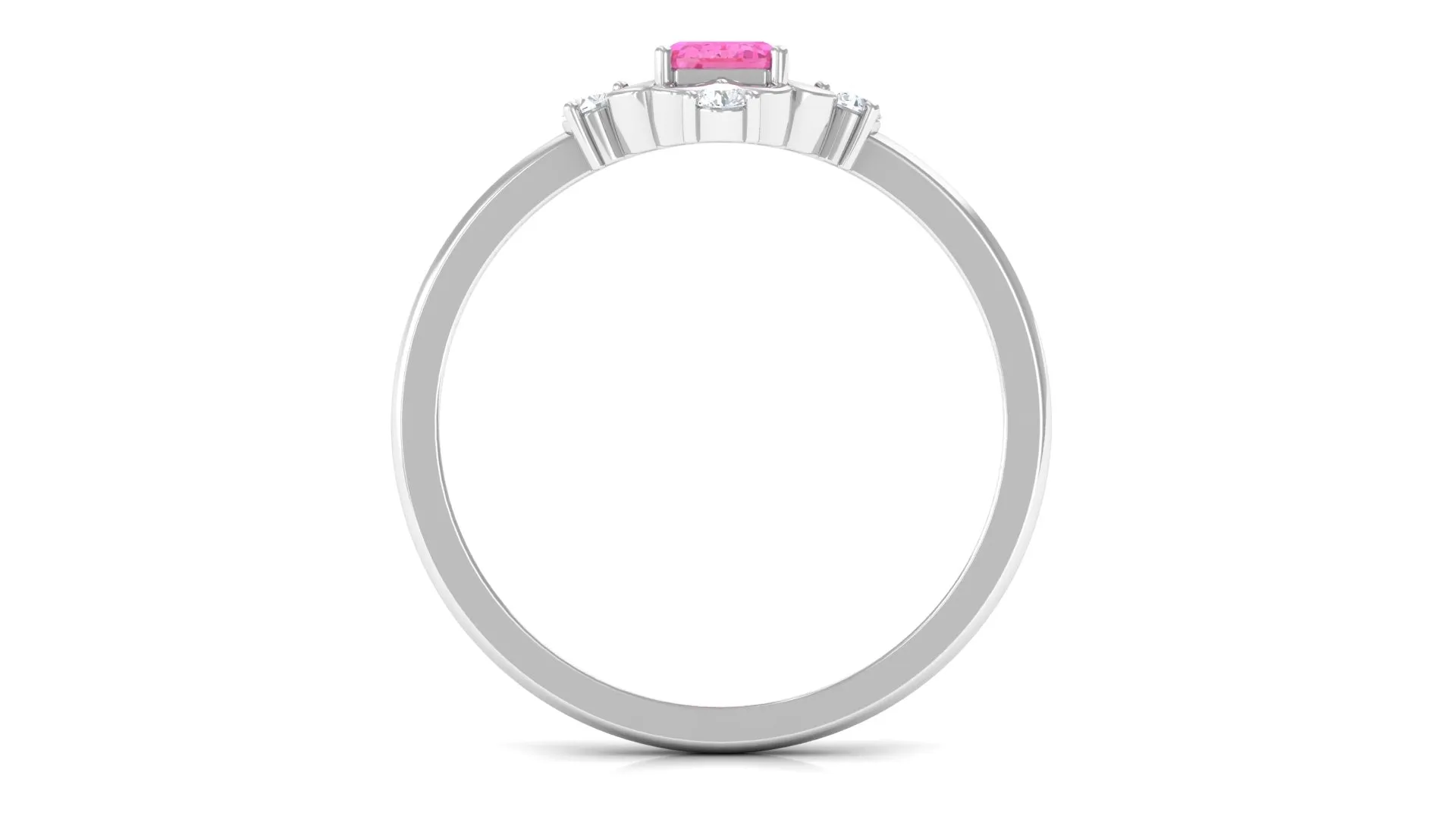 Vintage Inspired Pink Sapphire Solitaire Ring with Moissanite
