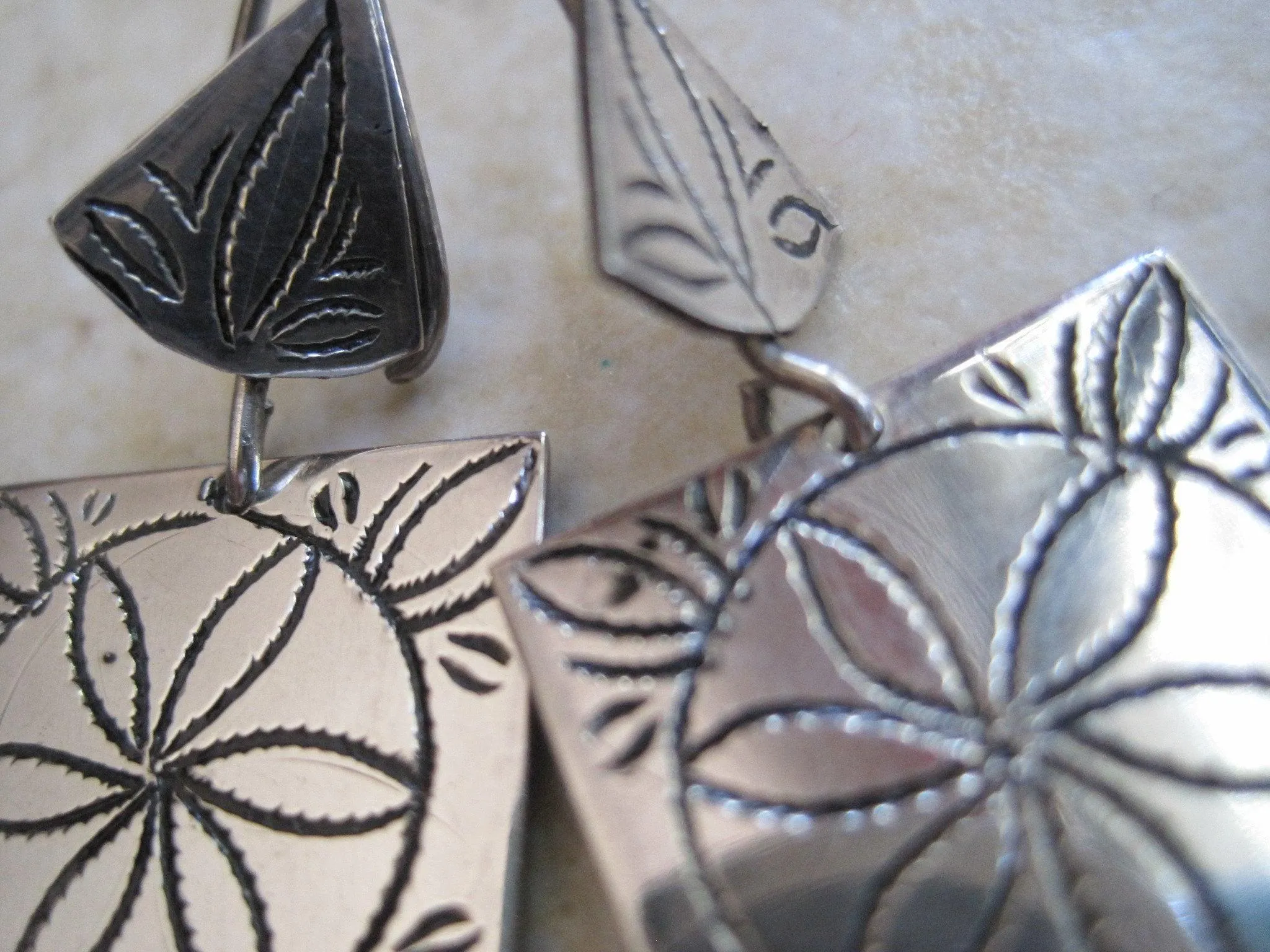 Vintage Sterling Silver Moroccan Earrings with Enamel