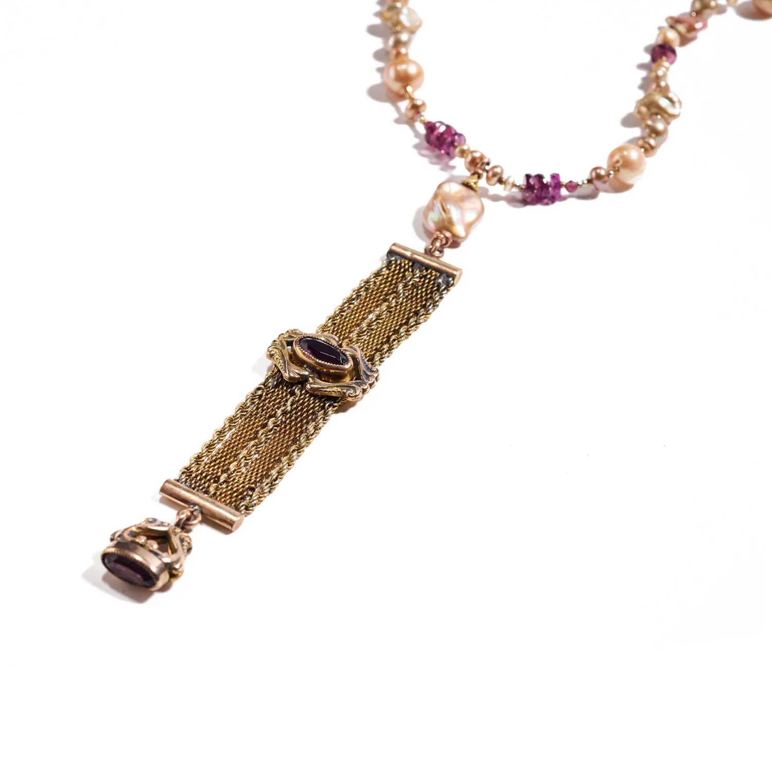 Vintage Watch Fob and Amethyst Necklace