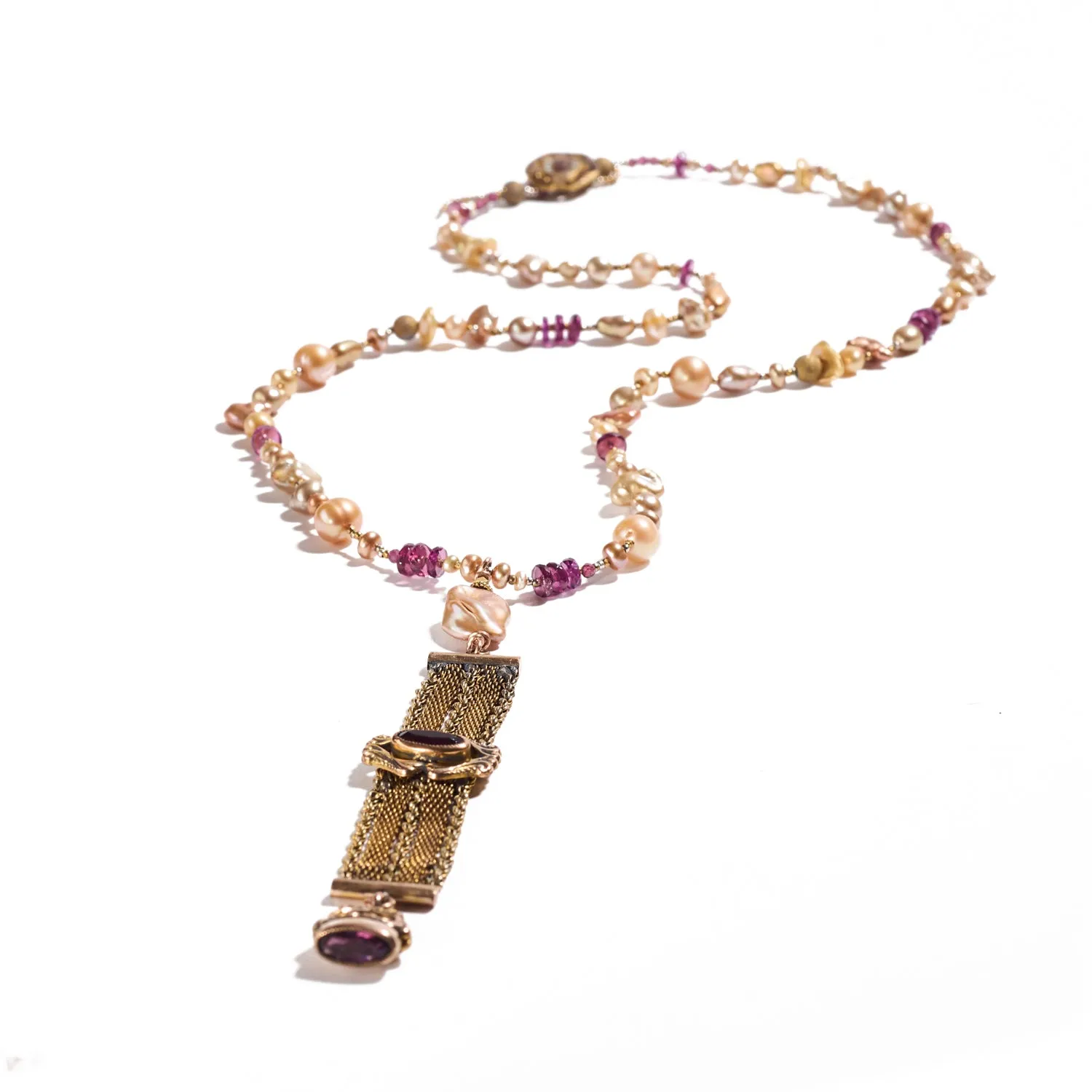 Vintage Watch Fob and Amethyst Necklace