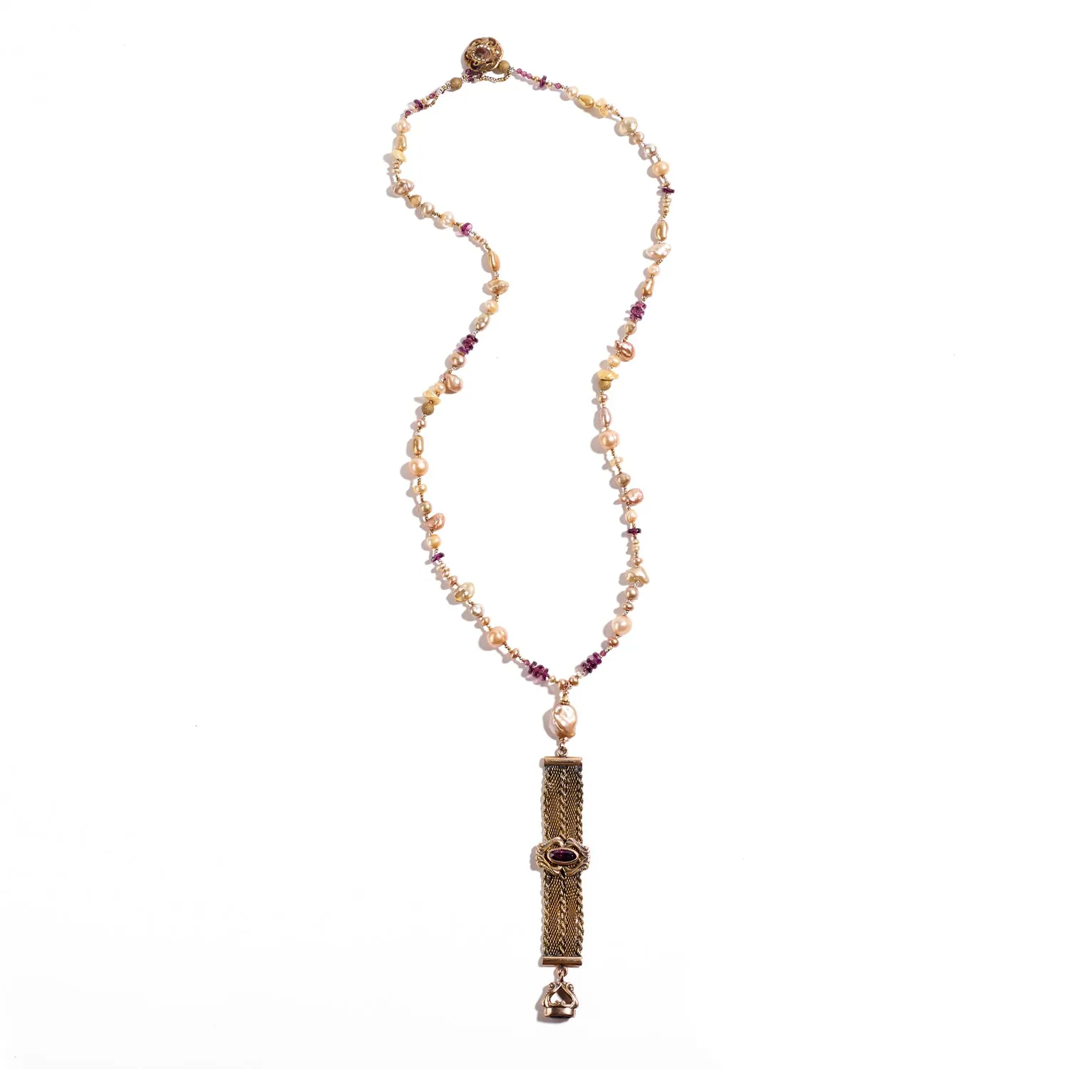 Vintage Watch Fob and Amethyst Necklace