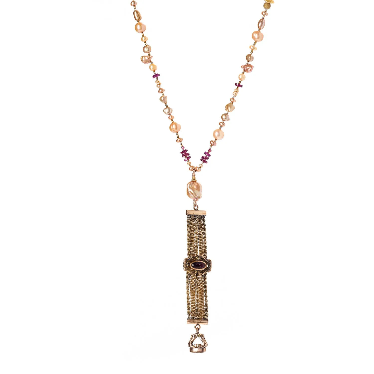 Vintage Watch Fob and Amethyst Necklace
