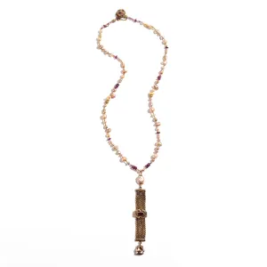 Vintage Watch Fob and Amethyst Necklace