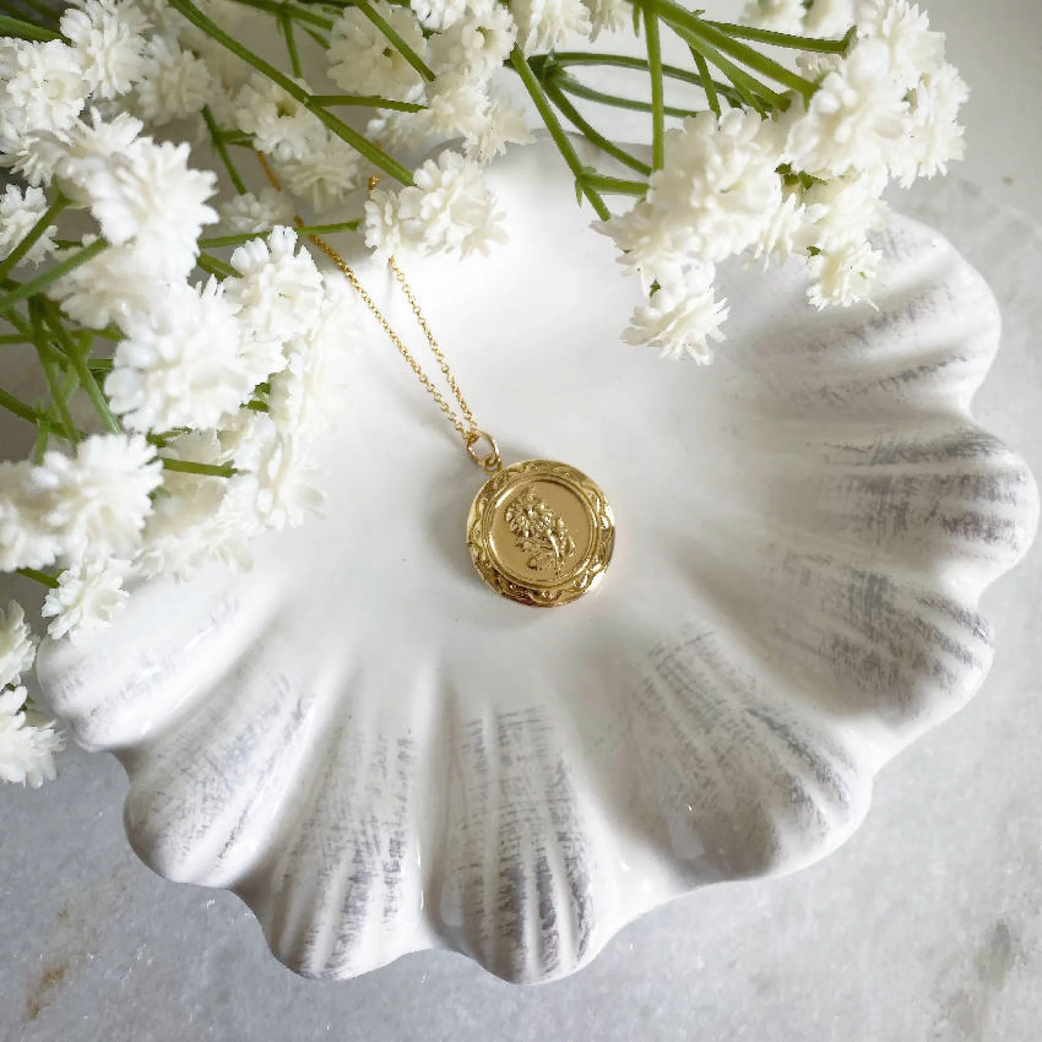 Wisteria London Maria Gold Flower Locket