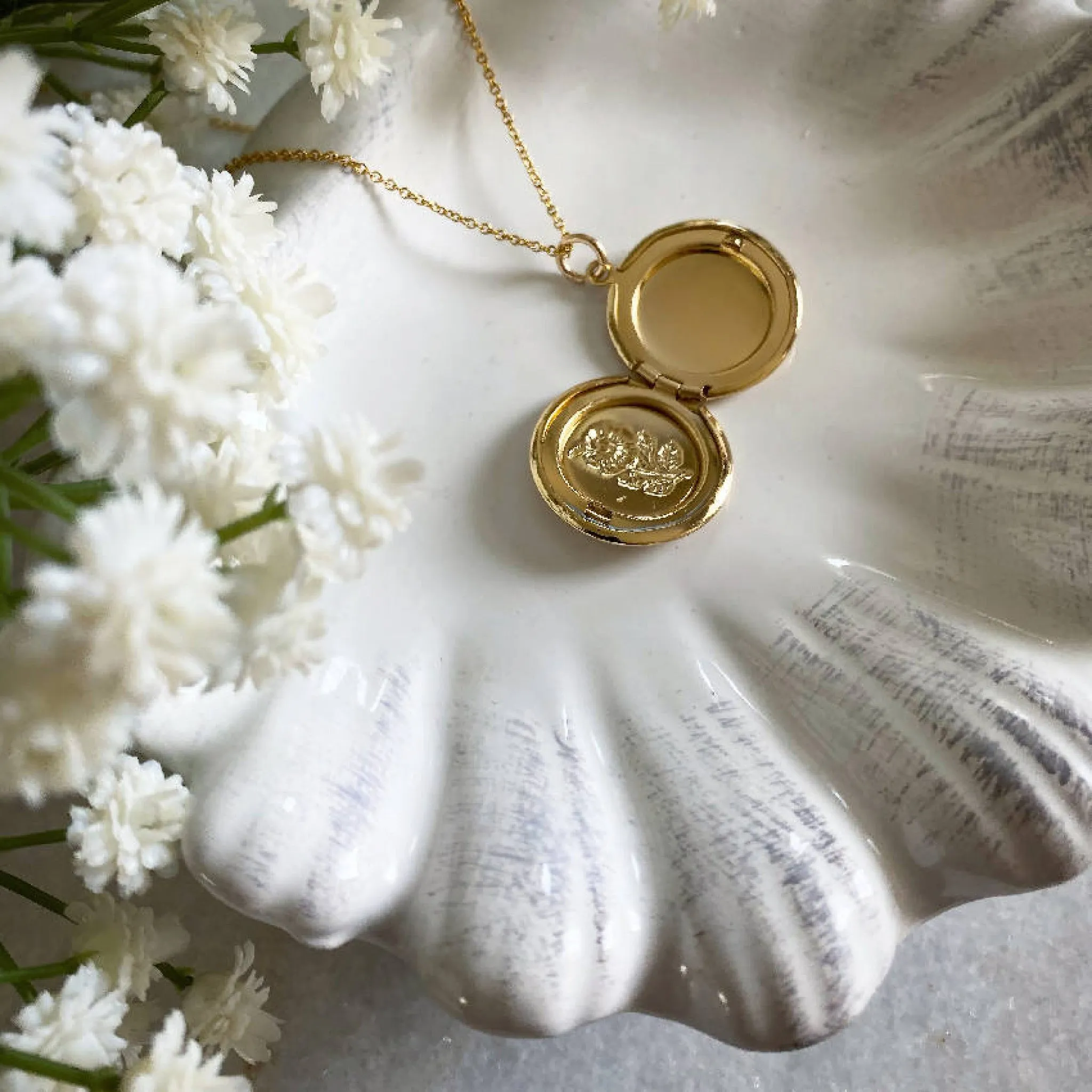 Wisteria London Maria Gold Flower Locket