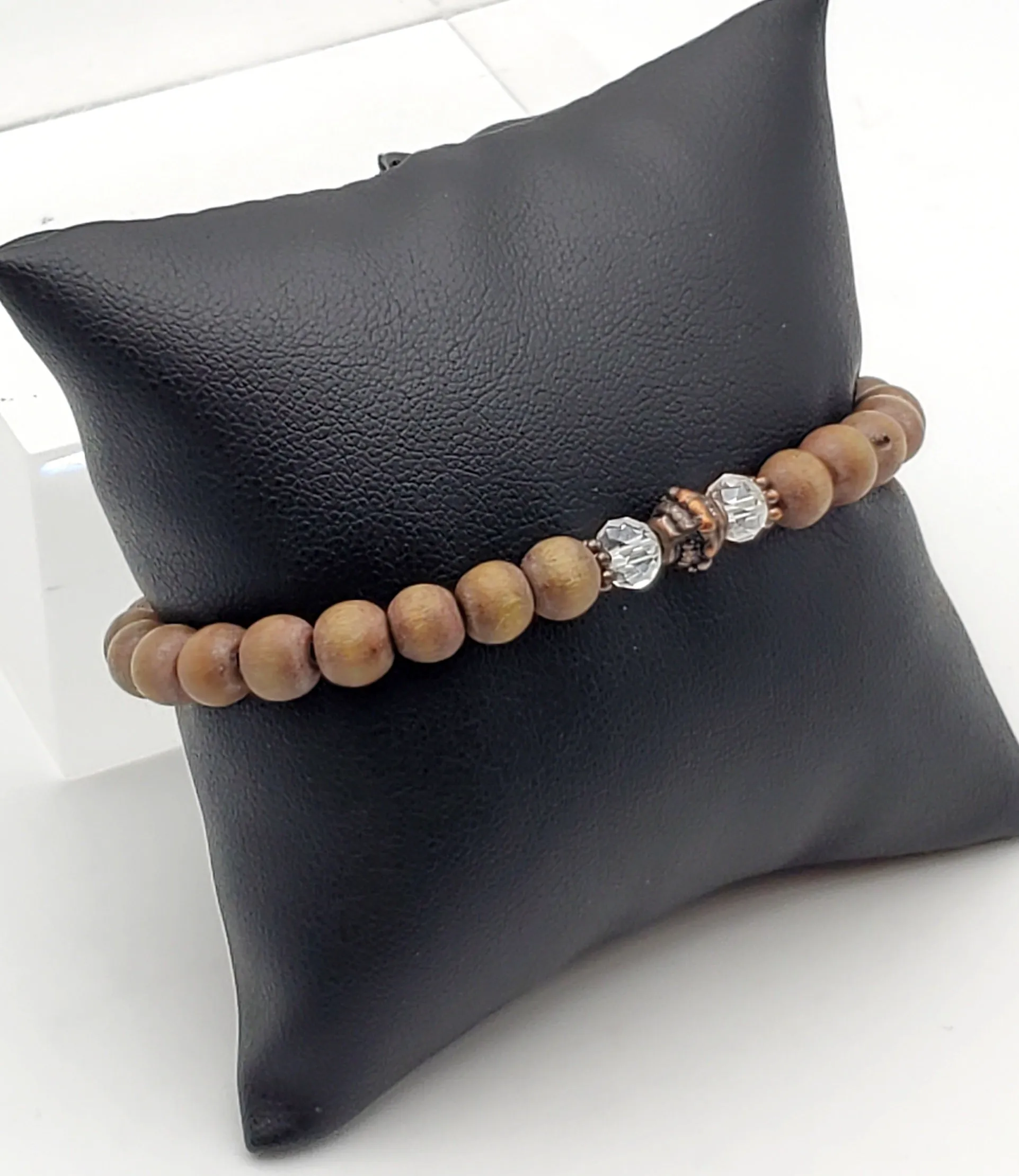 Wood Beaded Stretch Bracelet