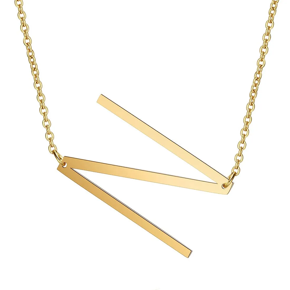 Yellow Chimes Alphabet Pendant Necklace for Women Alphabet N Initial Golden Pendant Stainless Steel Gold Plated Big Chain Pendant for Women and Men.