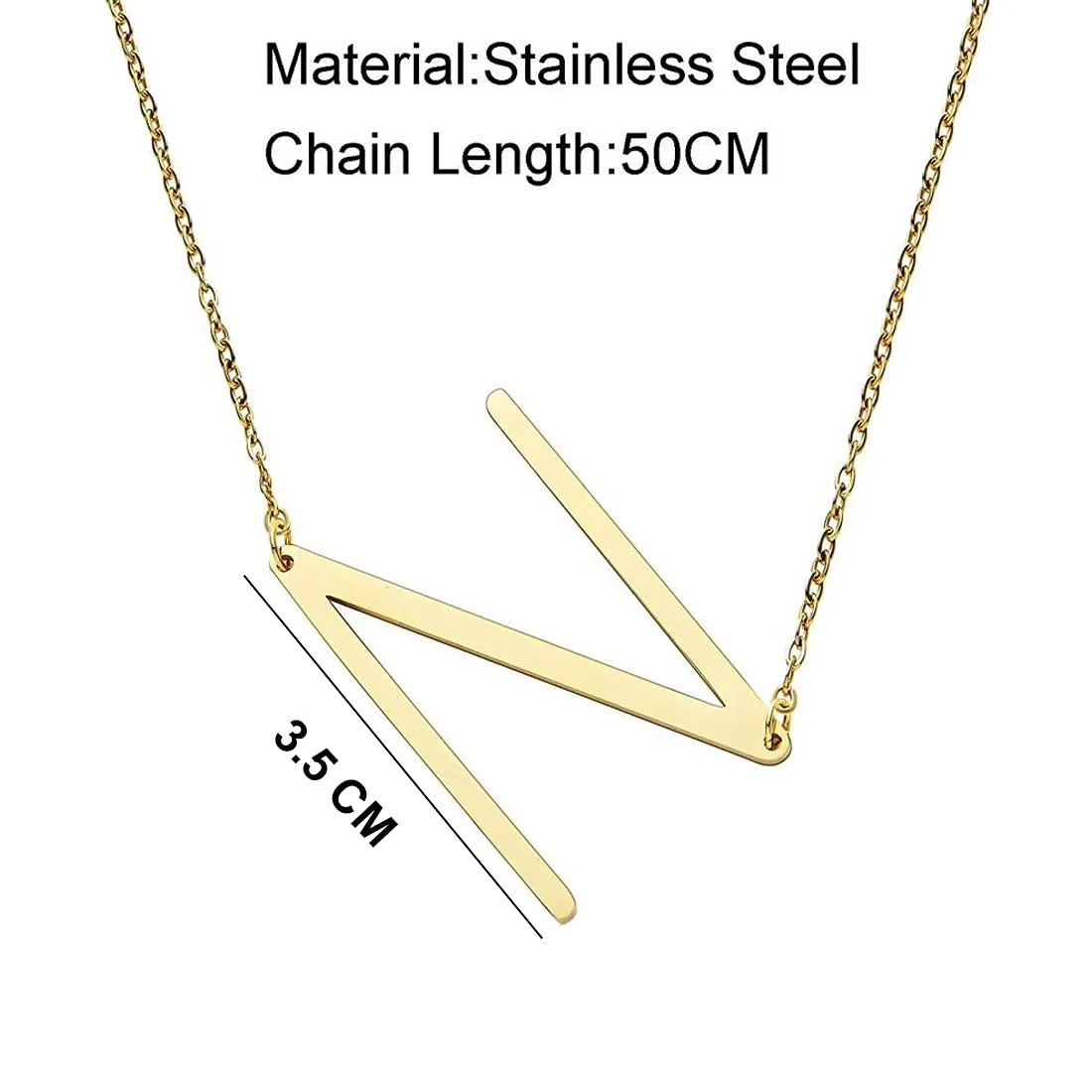 Yellow Chimes Alphabet Pendant Necklace for Women Alphabet N Initial Golden Pendant Stainless Steel Gold Plated Big Chain Pendant for Women and Men.