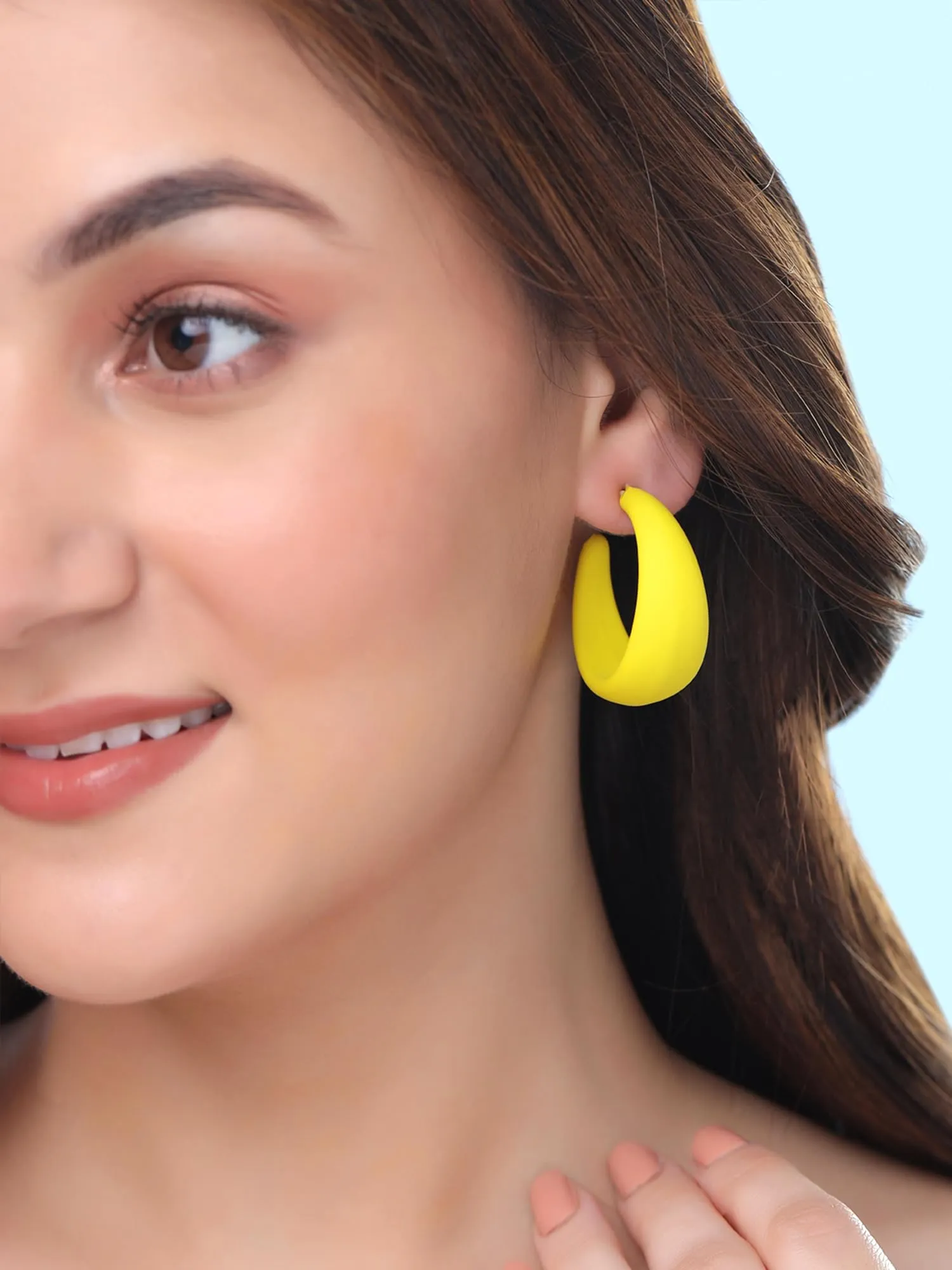 Yellow Chimes Hoop Earrings for Women | Fashion Black Earrings for Girls Combo of 2 Pairs Hoops Earrings Set | Big Hoop Women Earrings | Birthday Gift For Girls Anniversary Gift for Wife